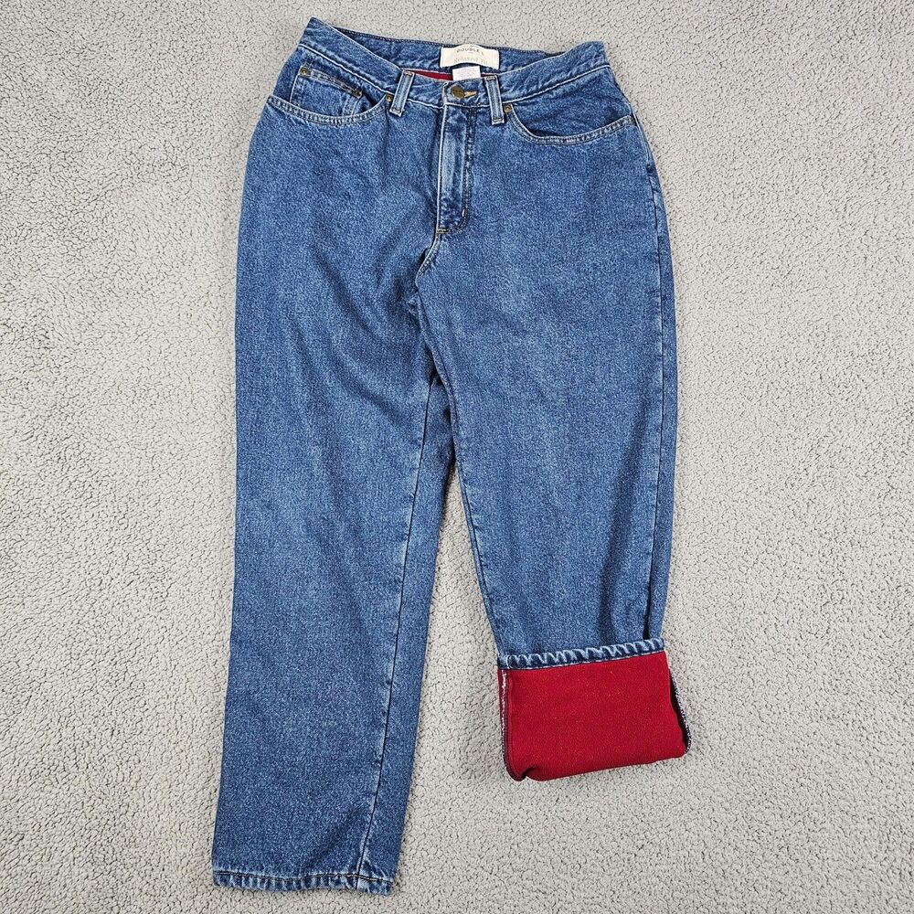 LL Bean Jeans Womens 10P 28x27 Relaxed Double L Fleece Lined Mom Hike Camp Trail